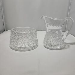 Waterford Crystal SIGNED- Alana Pattern - Creamer & Open Sugar Bowl (RB)