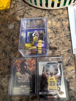 LeBron James card lot with shadow box.