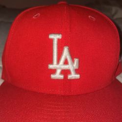 Red LA Dodgers Fitted Hat Size 7