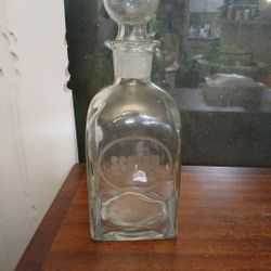 Vintage Etched Glass Decanter Labeled Scot..