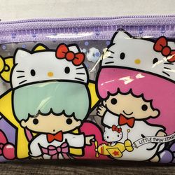 New Sanrio Hello Kitty Zippered Wallet Coin Purse Bag 50th Anniversary Little Twin Stars 