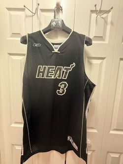 Dwyane Wade Miami Heat Reebok Jersey Back In Black Out White Mens 2XL Adult.