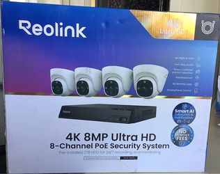Reolink 4K PoE 8-Channel NVR System, 4 Wired Turret Cameras, 2TB HDD, Smart Detection, RLK8-800D4