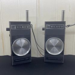 Vintage Transceiver Walkie-Talkie Pair ELSCO Transistor Radio