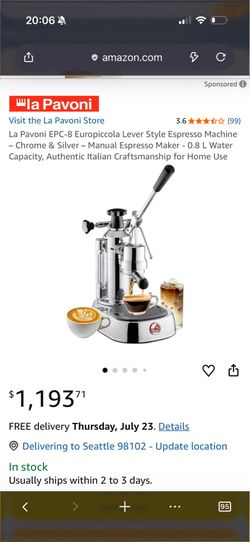 La Pavoni Europiccola Espresso Machine - Made in Italy