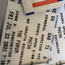 2x Phish @ Forum, LA - GA FLOOR - Extras From Stubhub, Way Below Stubhub Fees