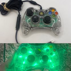 XBOX 360 Afterglow Wired Clear Controller Model PL-3702 Green Tested Clean Good