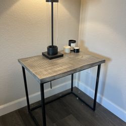 Gray Solid Wood End Table