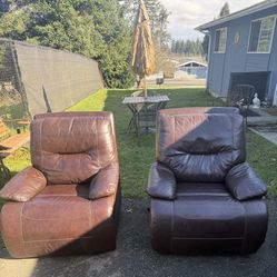 2 Ginuwine leather rocker recliner chairs, $40 total