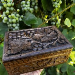 vintage hand-carved wooden box