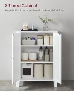 Floor Storage Cabinet, Freestanding Storage Unit with 2 Adjustable Shelves, for Bathroom Living Room Dining Kitchen, 11.8 x 23.6 x 31.5 Inches, Cloud 