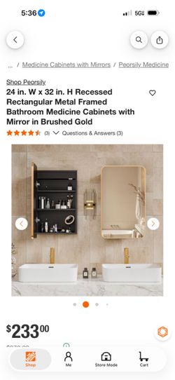Peorsily 24 in. W x 32 in. H Recessed Rectangular Metal Framed Bathroom Medicine Cabinets with Mirror in Brushed Gold