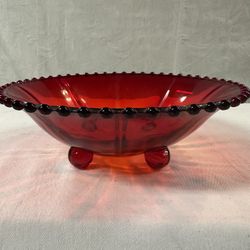 Vintage Imperial Candlewick Amberina Red 4 Toed Bowl!