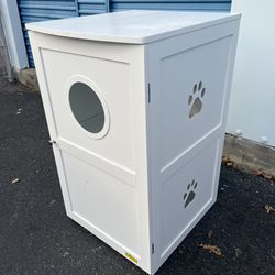 Coziwow by Jaxpety 2-Story Washroom House Cat Litter Box Enclosure, White