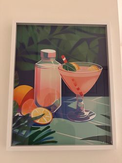 Tropical Cocktail Art Print White Frame