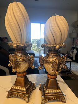 Gold Vintage Looking Candlesticks/candles