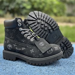 Black Louis Vuitton Timberlands All Sizes