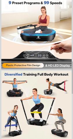 Vibration Plate Exercise Machine, Vibration Plate for Lymphatic Drainage Vibrating Plate with Loop Bands, Whole Body Vibration Plates for Weight Loss 