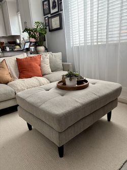 Large Tufted Ottoman – Gray – 29” x 37”