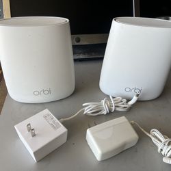 Two Netgear Orib RBS20 Satellite AC2200 Tri-Band Mesh WiFi 