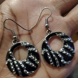 Beautiful Black Silver Earrings
