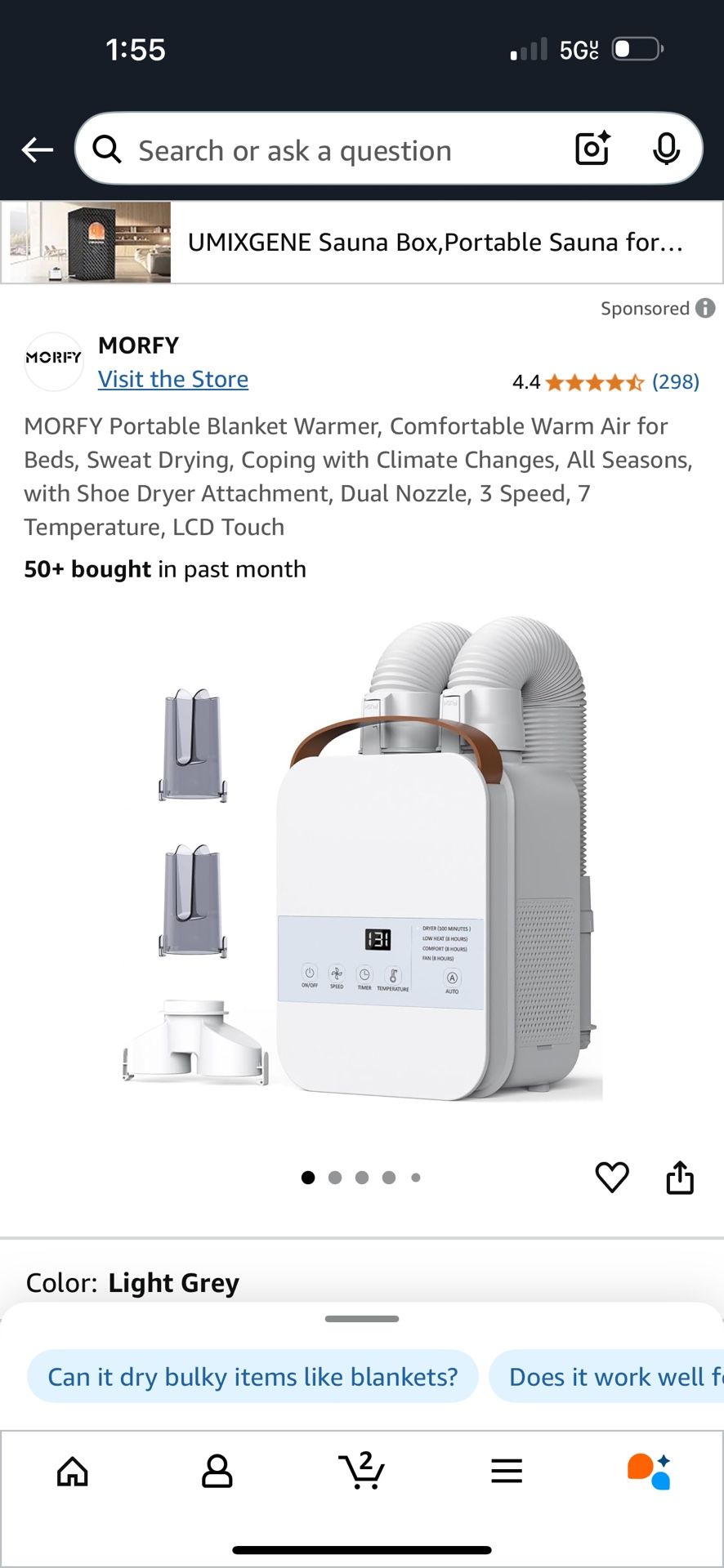MORFY Portable Blanket Warmer, Comfortable Warm Air for Beds, Sweat Drying, Coping with Climate Changes, All Seasons, with Shoe Dryer Attachment, Dual