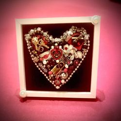 JEWELRY ART “ HEART” Made From Vintage Jewelry 