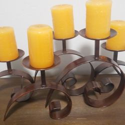Metal 5 candle holder, heavy. Candles Included 