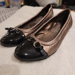 ATTILIO GIUSTI LEOMBRUNI Quilted Ballet Leather Metallic Flat N1550*  Sz 39 Eur/ Sz 6 US