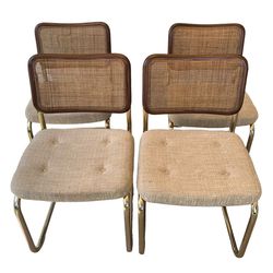 4 Chromcraft Cane & Chrome Cantilever Side Chairs, Marcel Breuer Cesca Style 