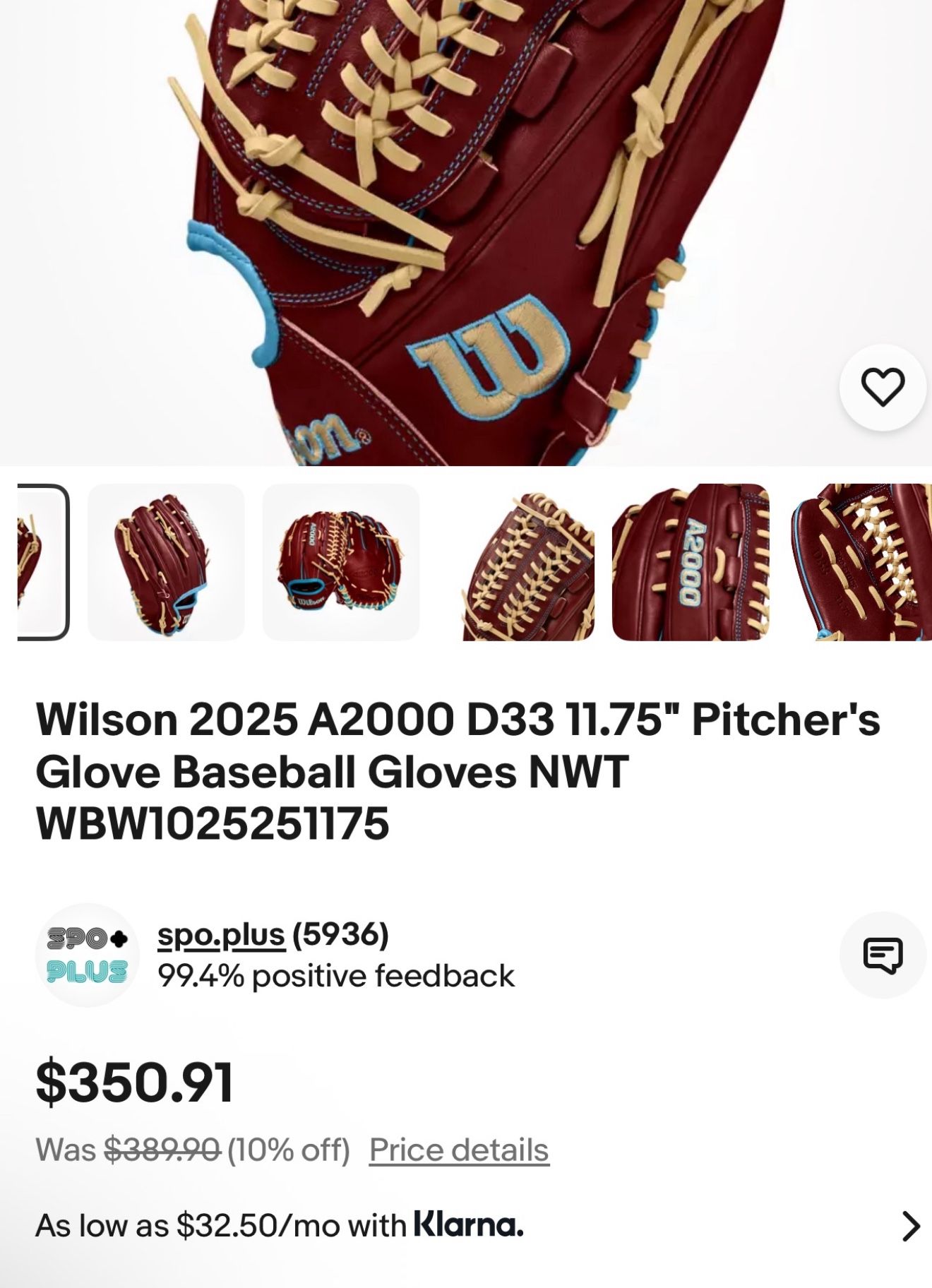 Wilson 2025 A2000 D33 11.75" Pitcher's Glove Baseball Gloves NWT ($100 OFF!!!)