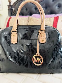 Mk Black Patent Logo Satchel