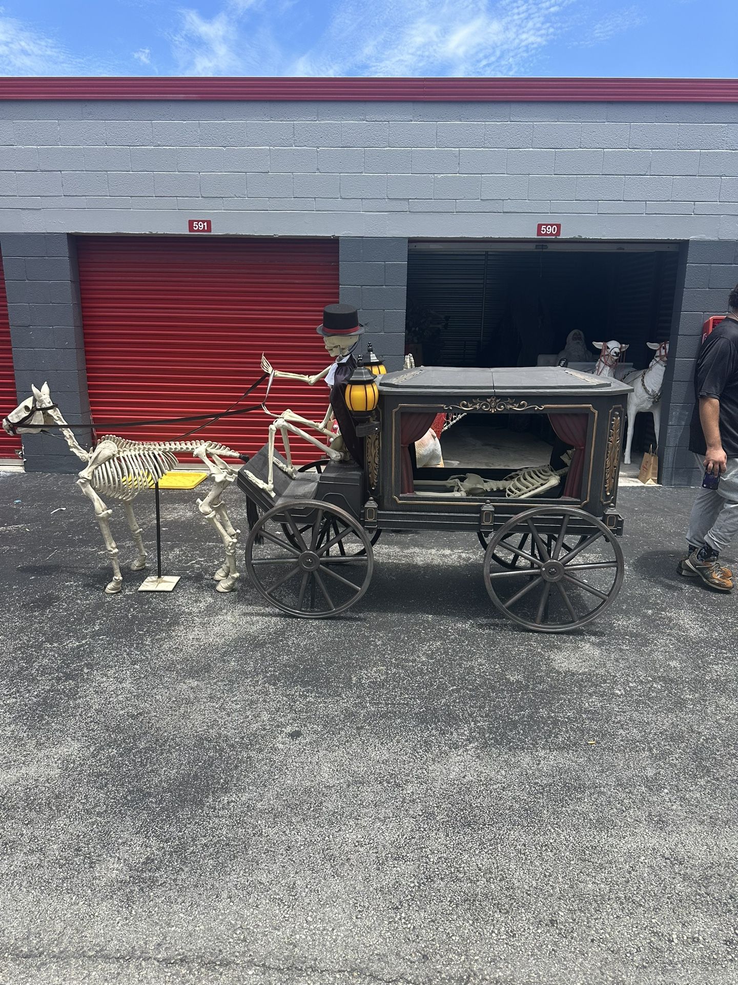 Storage unit full of Halloween animatronics