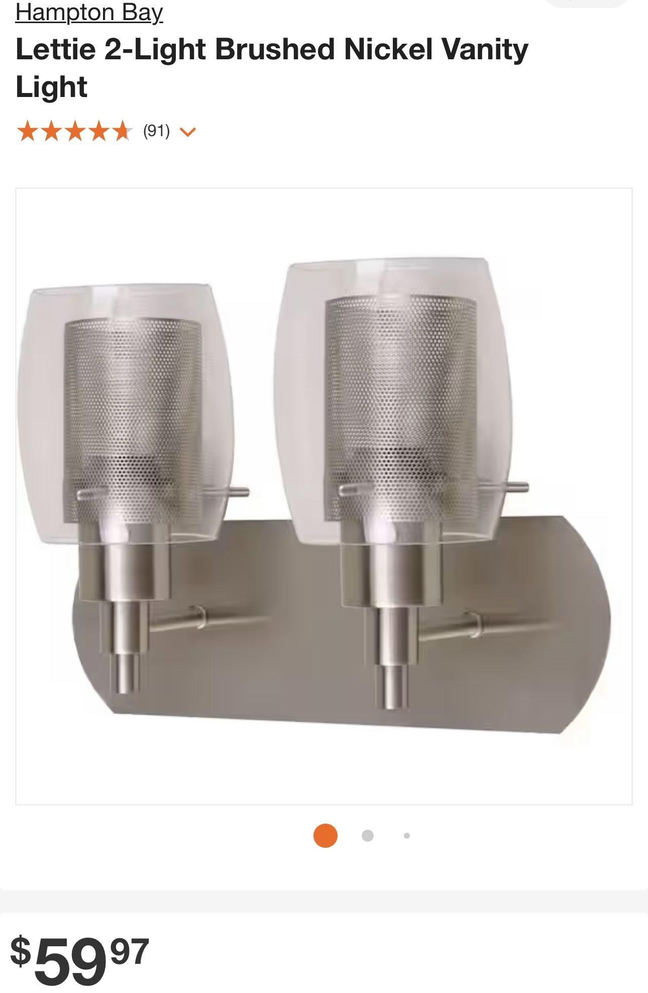 Lettie 2-Light Brushed Nickel Vanity Light