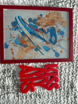 10x12 Red Fram Air Jordan print with Red Nike sign