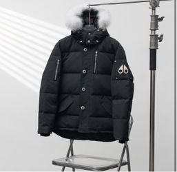 Moose Knuckles Black Down Puffer Jacket with Fur Hood