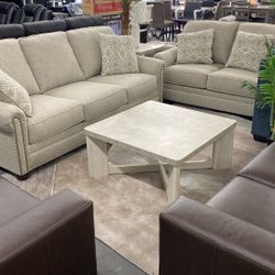 Ashley Living room Set Farmhouse Beige Ready Today In Stock Was $1800 Now $1300 Can Deliver Ready For holidays 