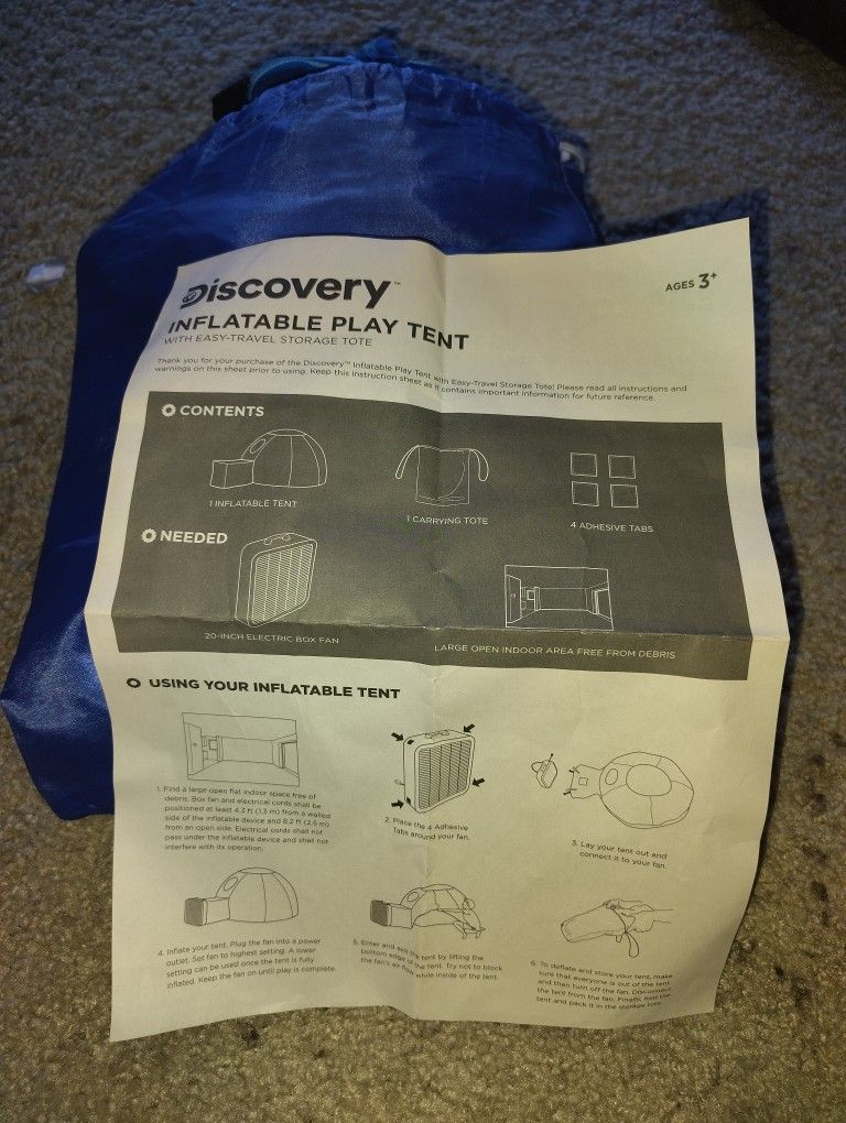 Inflatable play tint by Discovery $10