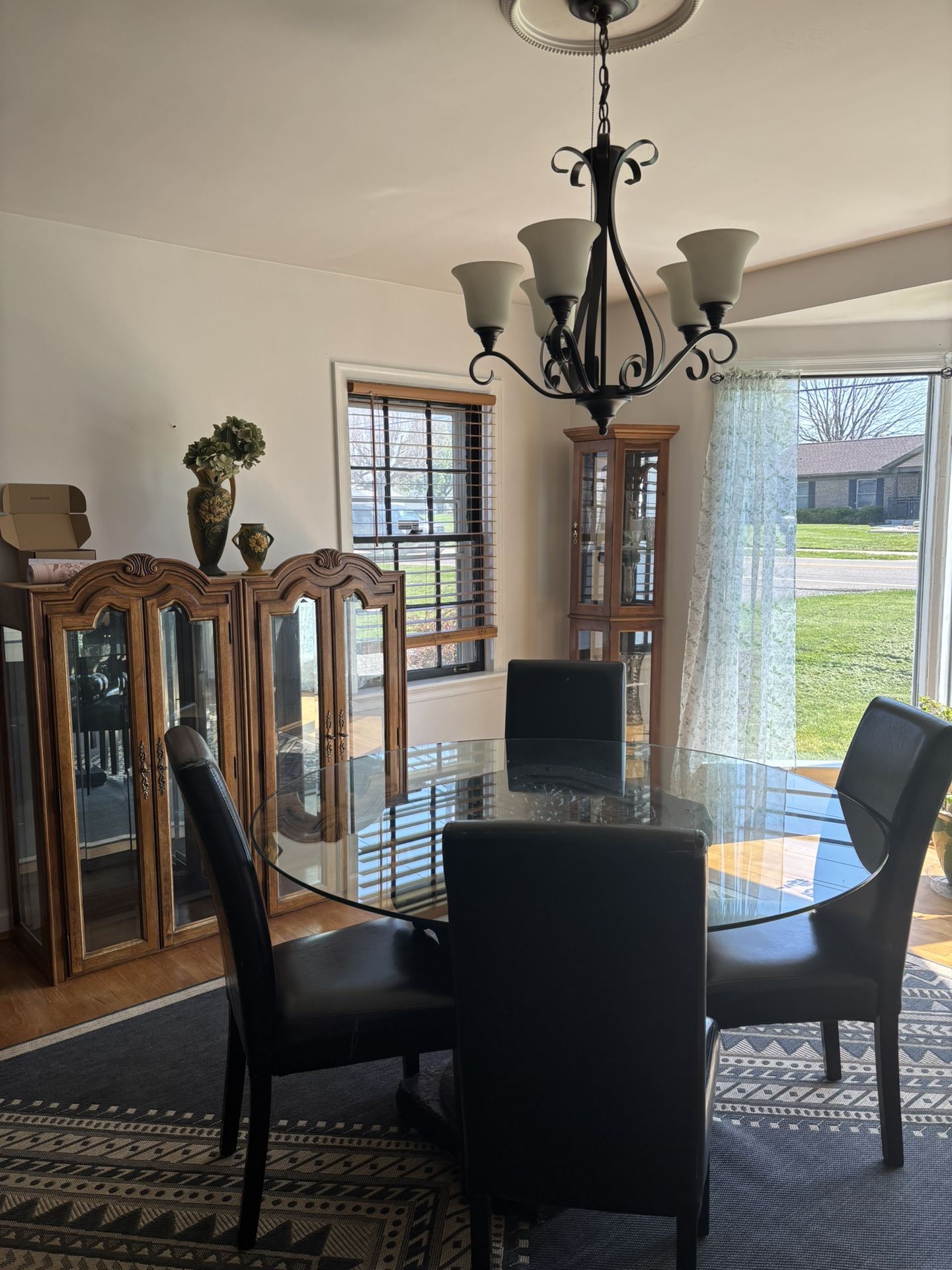 Glass Top/ Concrete Dining Table