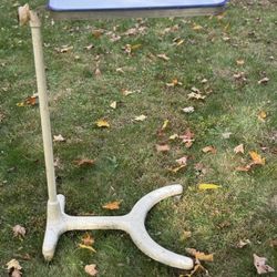 Antique Porcelain Enamel Metal Adjustable Medical Dental Side Table by Bronze Craft Inc. NYC. 