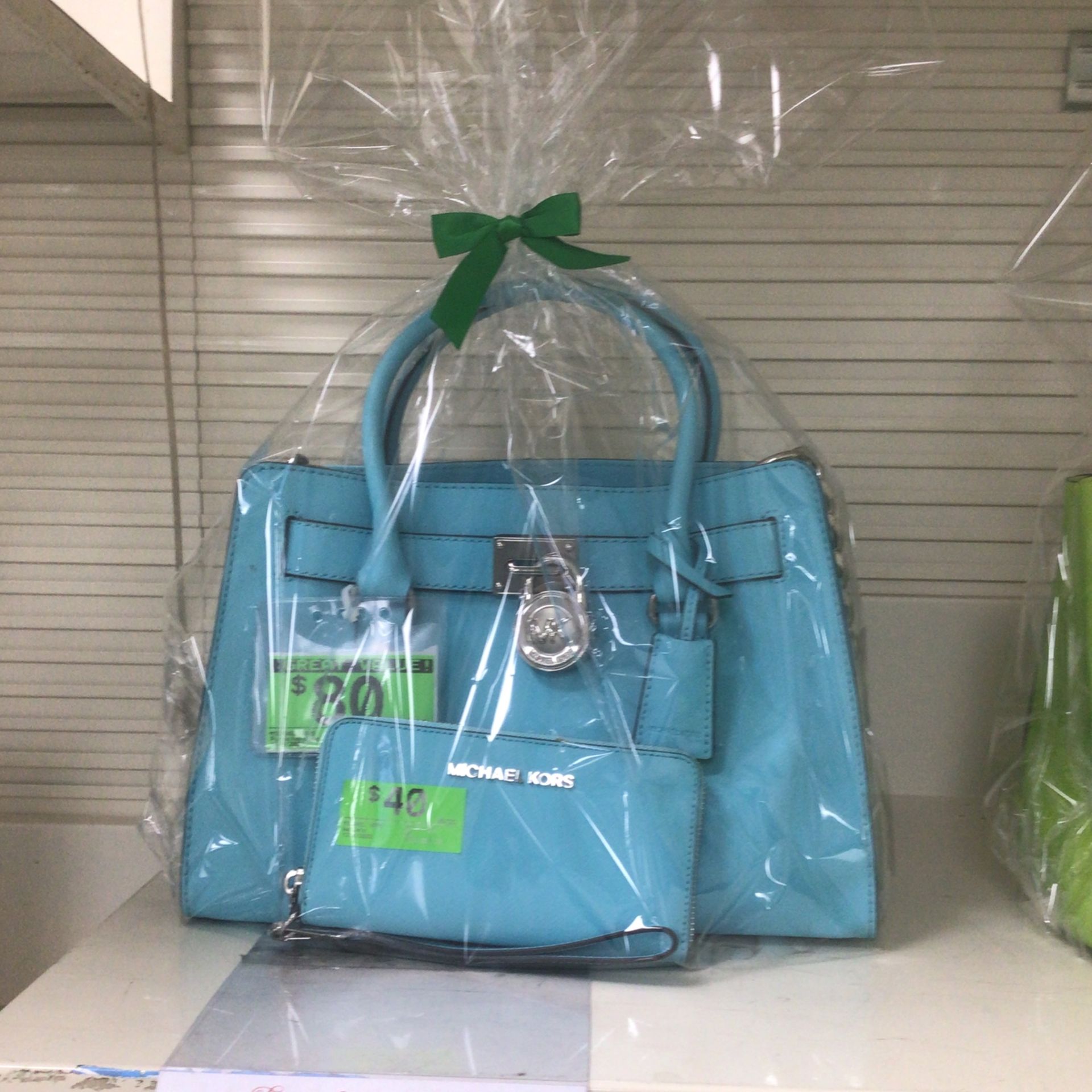 Blue Michael Kors Purse And Wallet Bundle