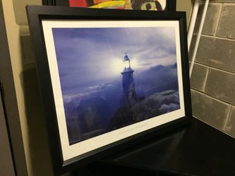 Framed Lighthouse at night, Steve Bloom / Jersey, Channel Island, United Kingdom 35” x 27” x 1”