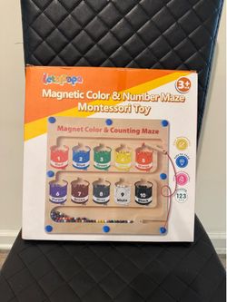 Magnetic Color & Number Maze Montessori Toy | Wooden Magnetic Counting Board | Ages 3+