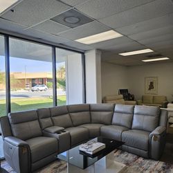 6-pc Leather Sectional Sofa-Addyson 