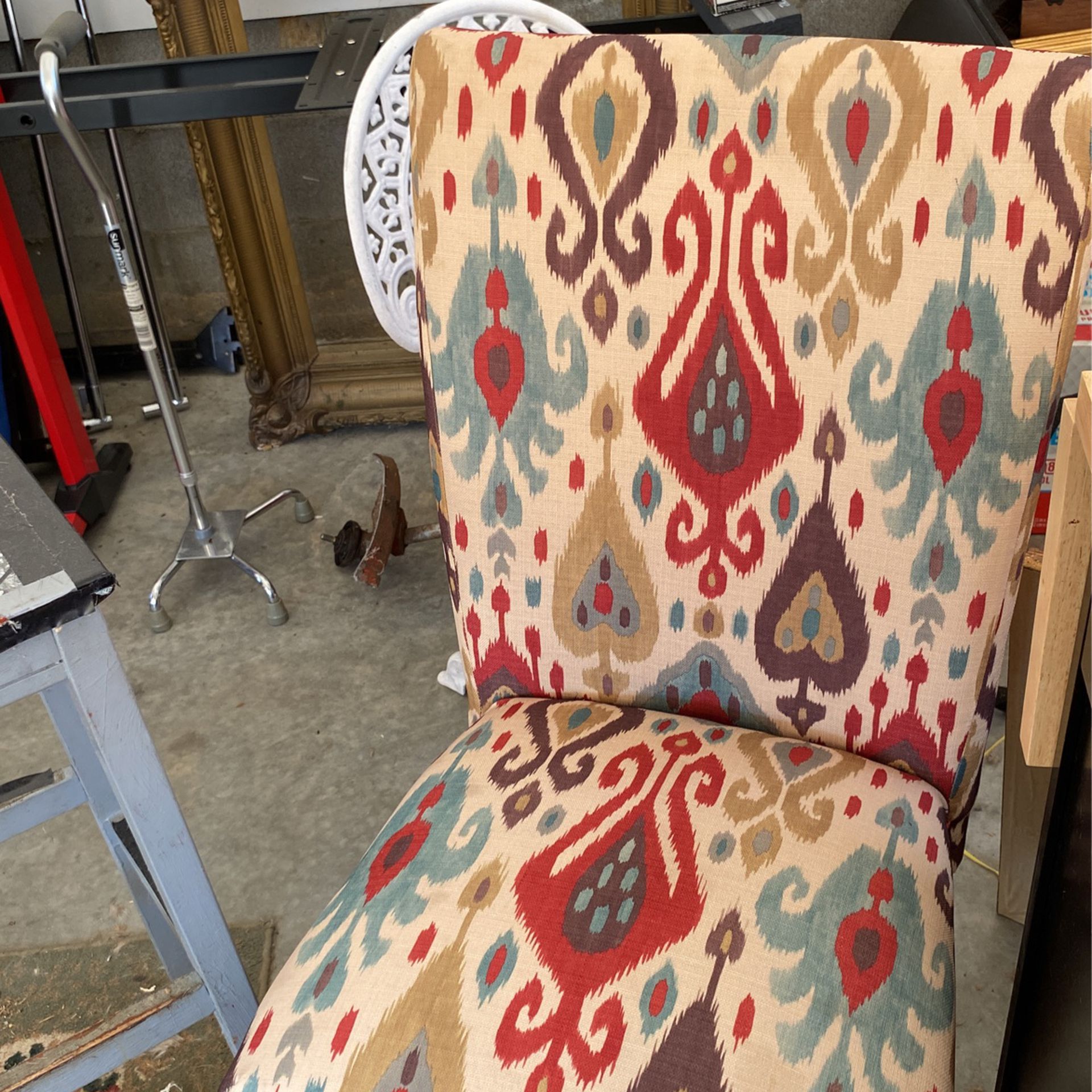 Accent Chair Red, Brown, Turquoise And Gold