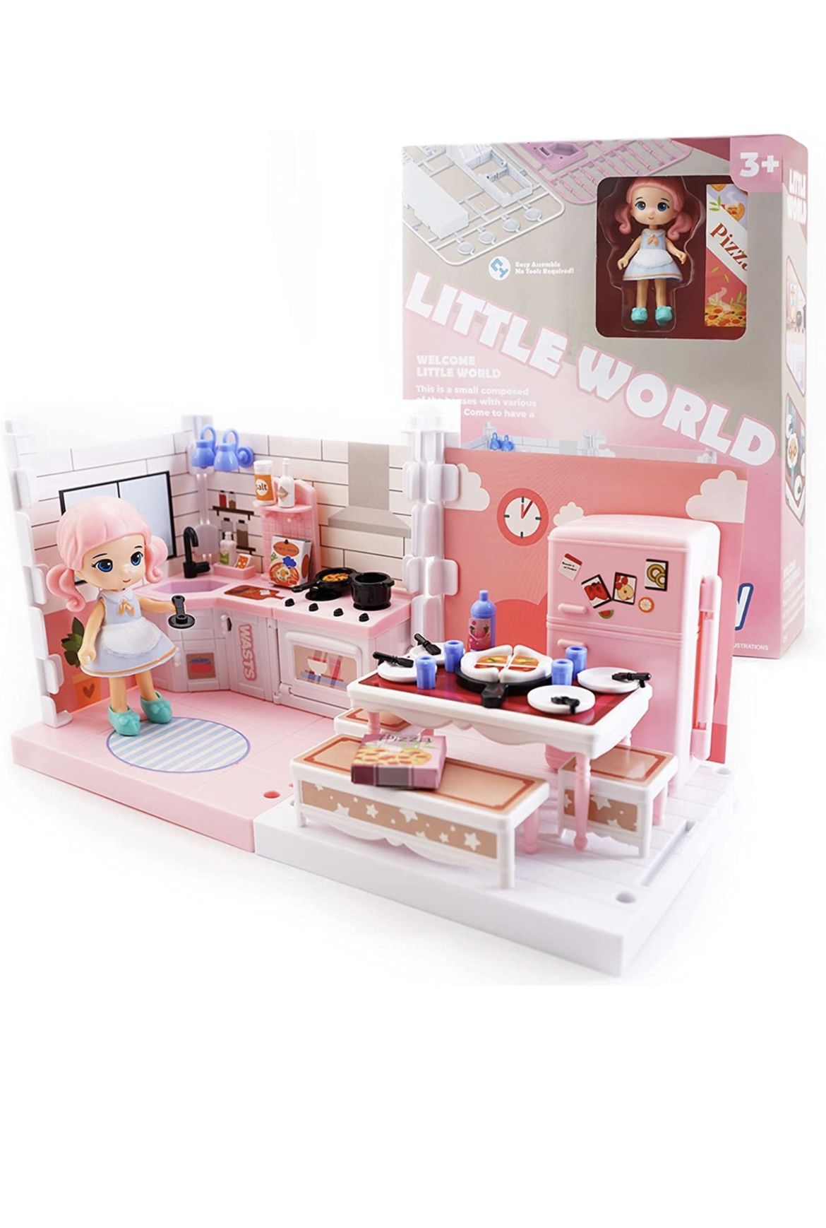 DIY Miniature Dollhouse Kit, Uorker Toys for 3 Year Old Girls Doll House 4-5 Year Old Toys for Girls Dollhouse Kit Furniture and Dolls Girls Toys Gift
