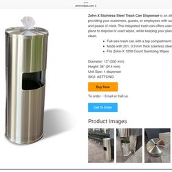 Zehn-X Stainless Steel Trash Can/dispenser