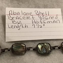 Abalone Shell Bracelet Signed By HOFFMAN 7 1/2” Long