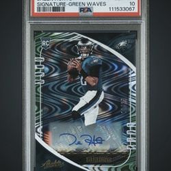 2020 Panini Absolute Jalen Hurts Rookie Auto Green Waves /15 