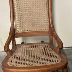Antique Cane And Maple Rocking Chair